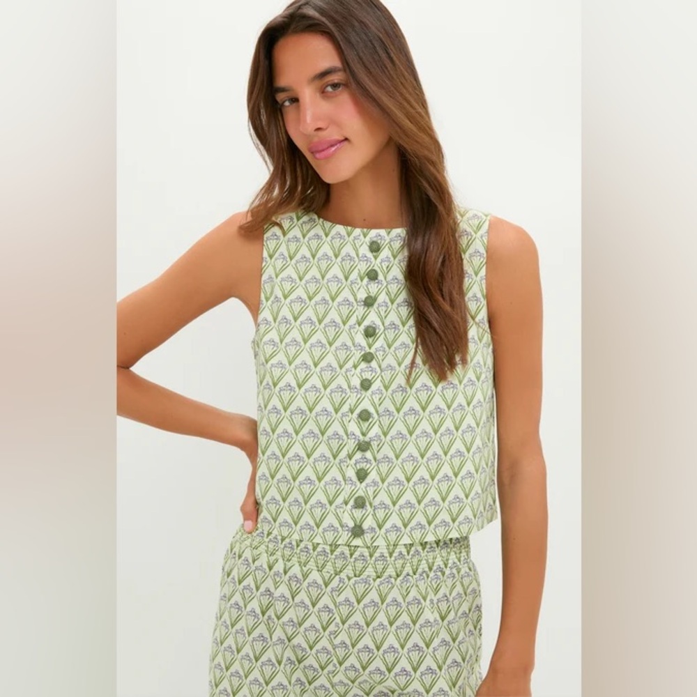 NWT Tuckernuck SOLD OUT Hyacinth  HOUSE Pale Green Trellis Floral Ada Tank